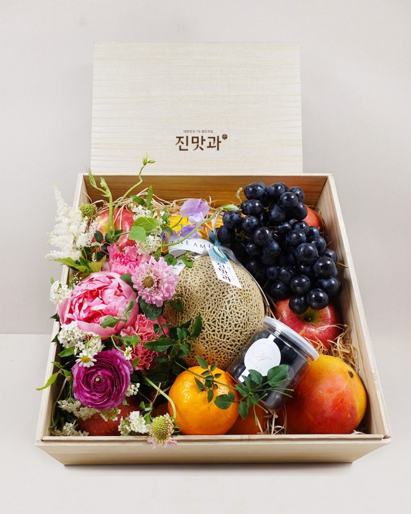 [선물과일] 진맛과 과일꽃우드박스 선물세트